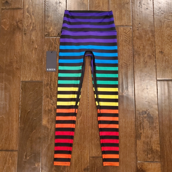 K-DEER Pants - 🌈K-DEER Rainbow Sneaker Length Leggings Small
